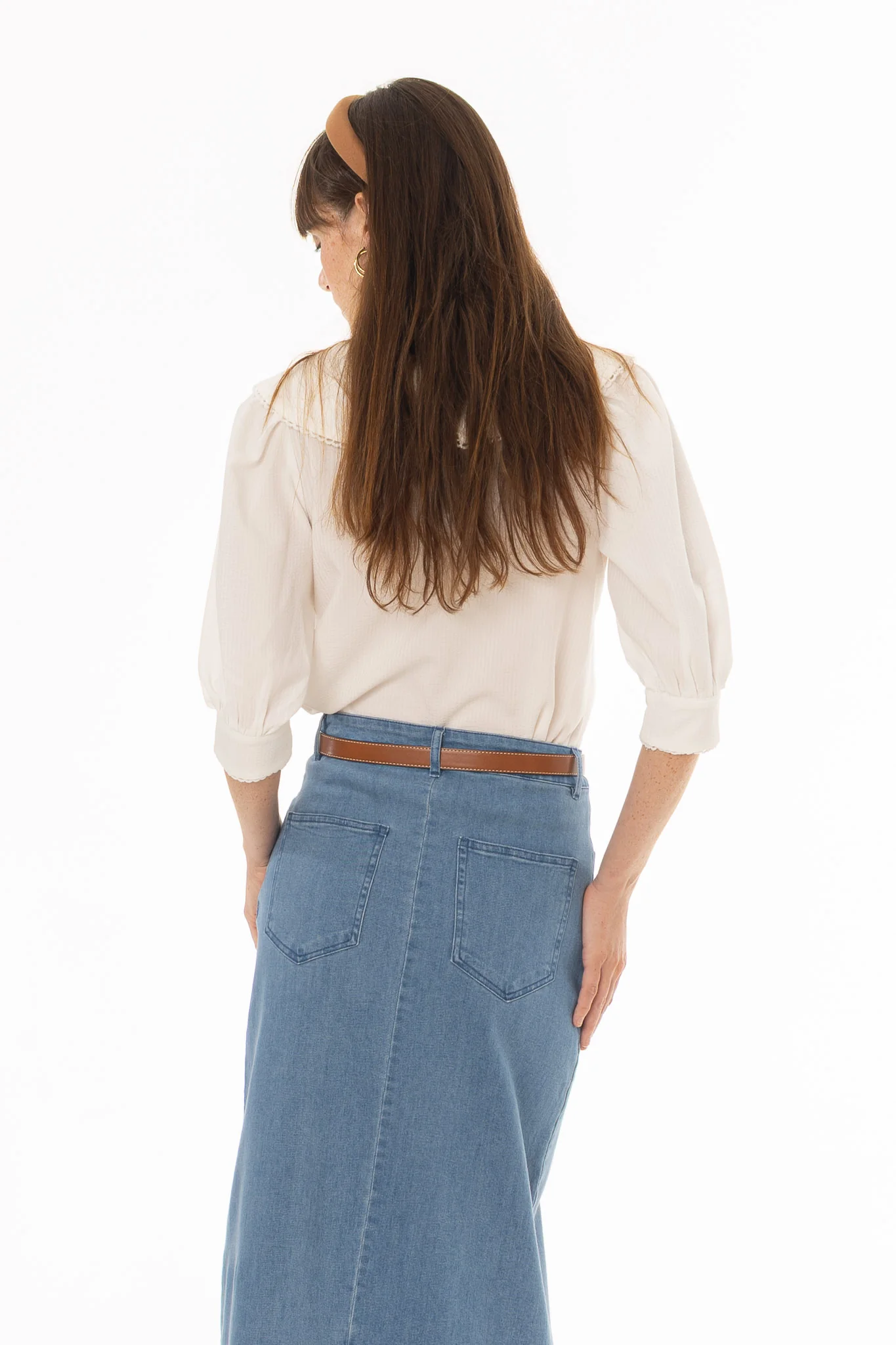 White Striped Seersucker Blouse - Image 4