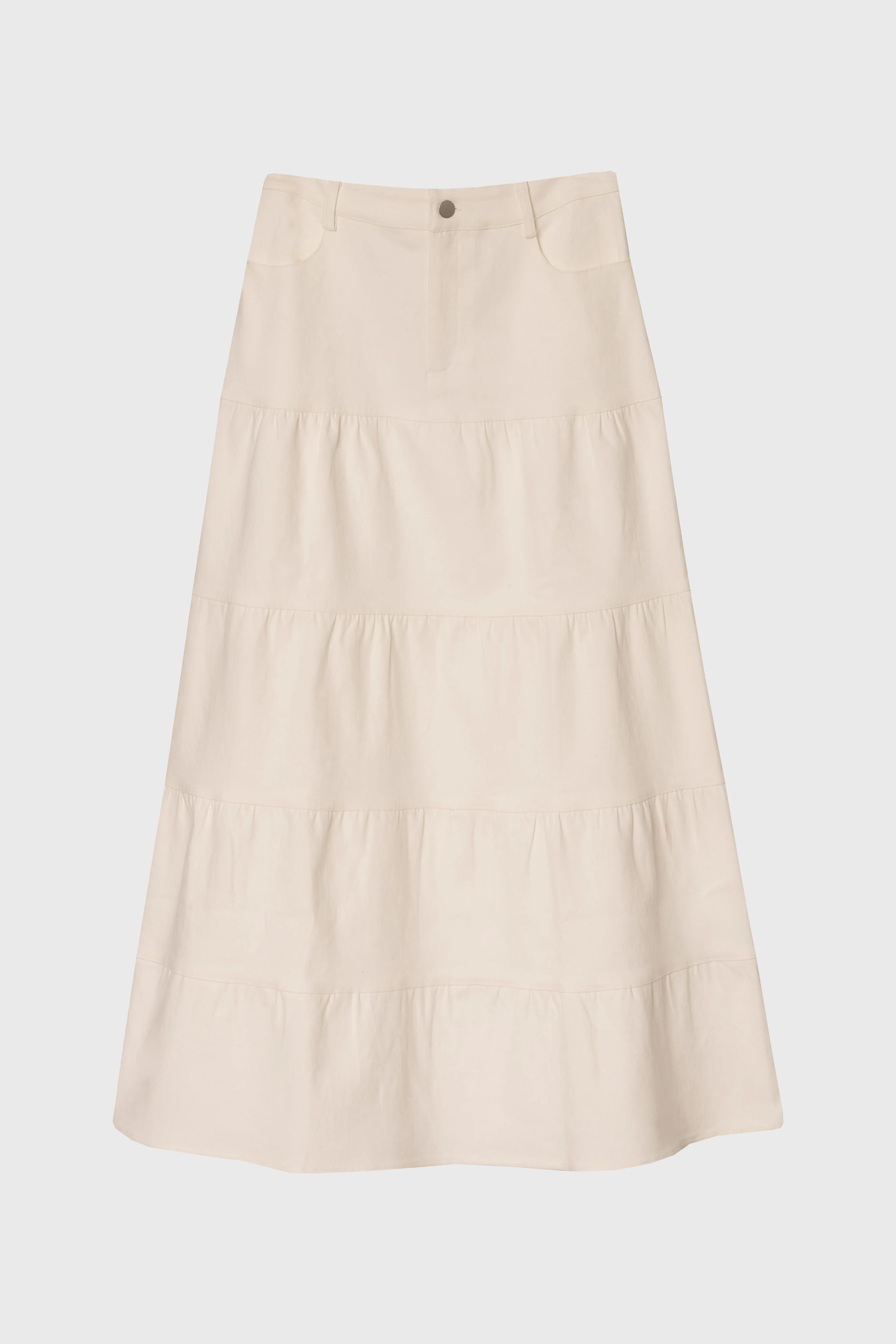 White Tiered Denim Maxi Skirt - Image 6