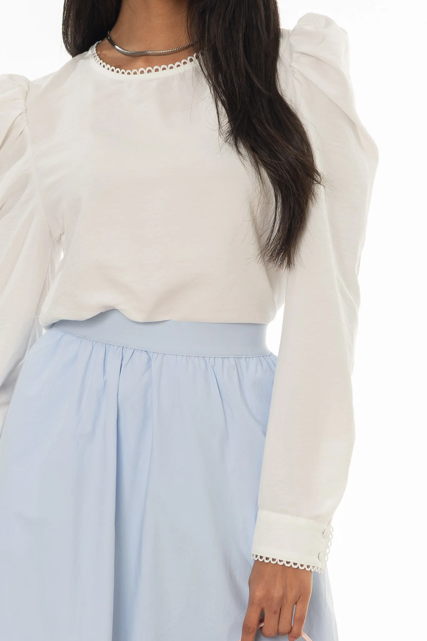 White Trim Detail Blouse