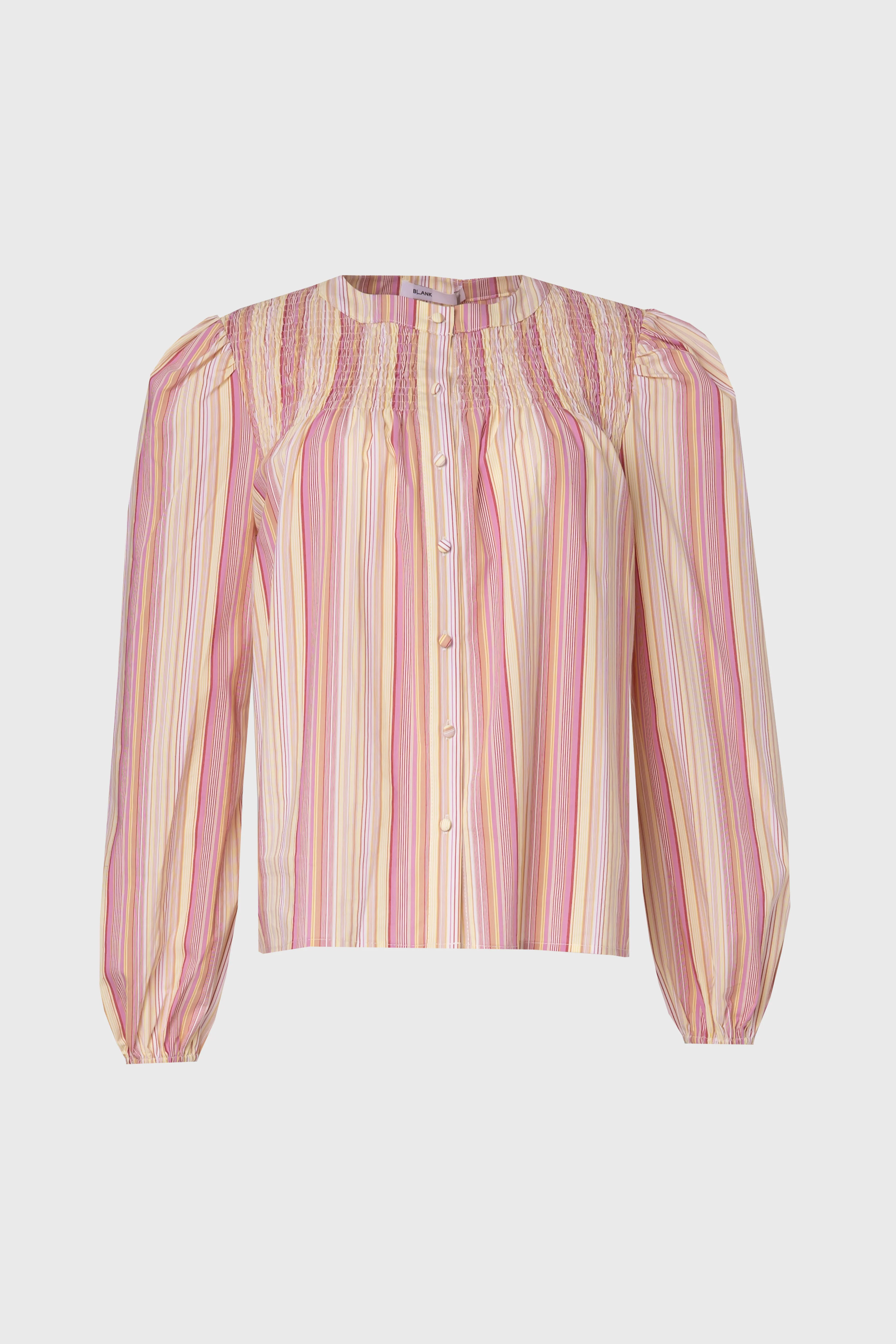 Yellow and Pink Striped Smocked Blouse - Image 6