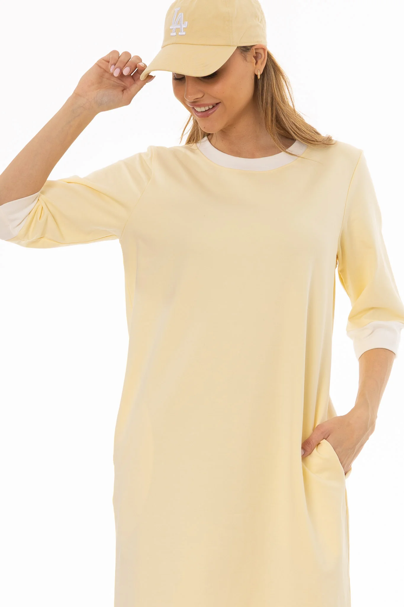 Yellow Contrast T-Shirt Dress