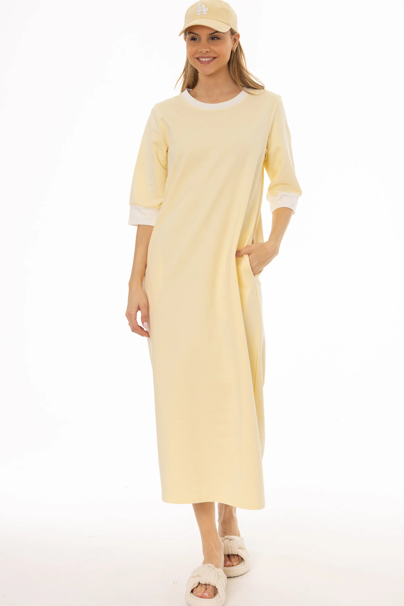 Yellow Contrast T-Shirt Dress - Image 2