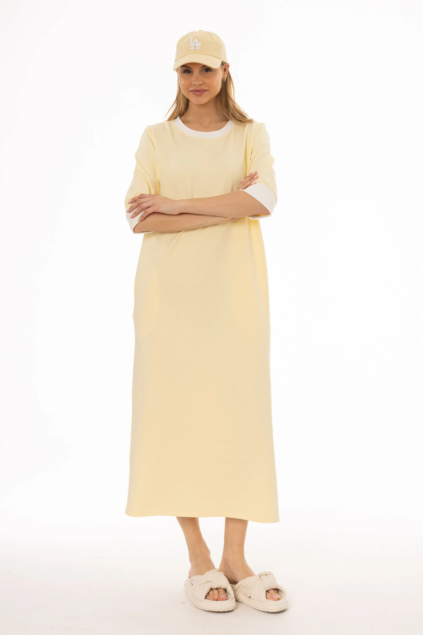 Yellow Contrast T-Shirt Dress - Image 5