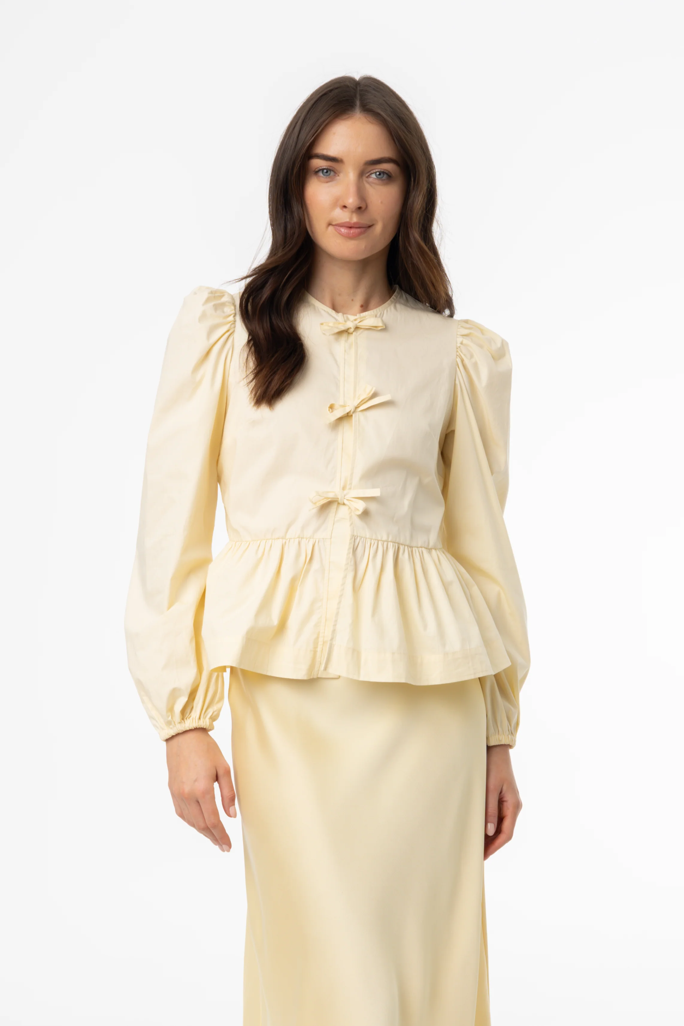 Yellow Cotton Bow Blouse - Image 4