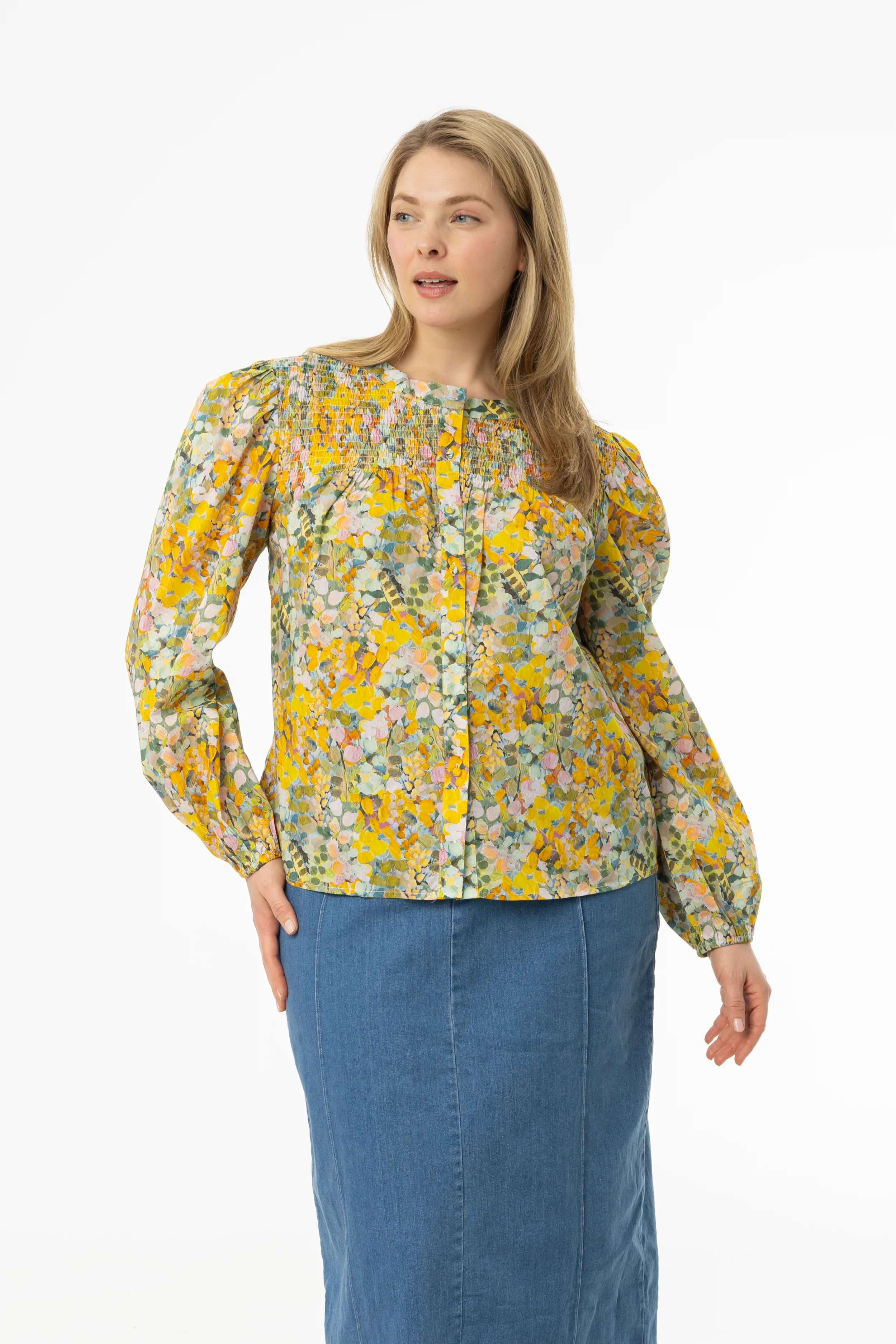 Yellow Floral Printed Blouse - Image 4