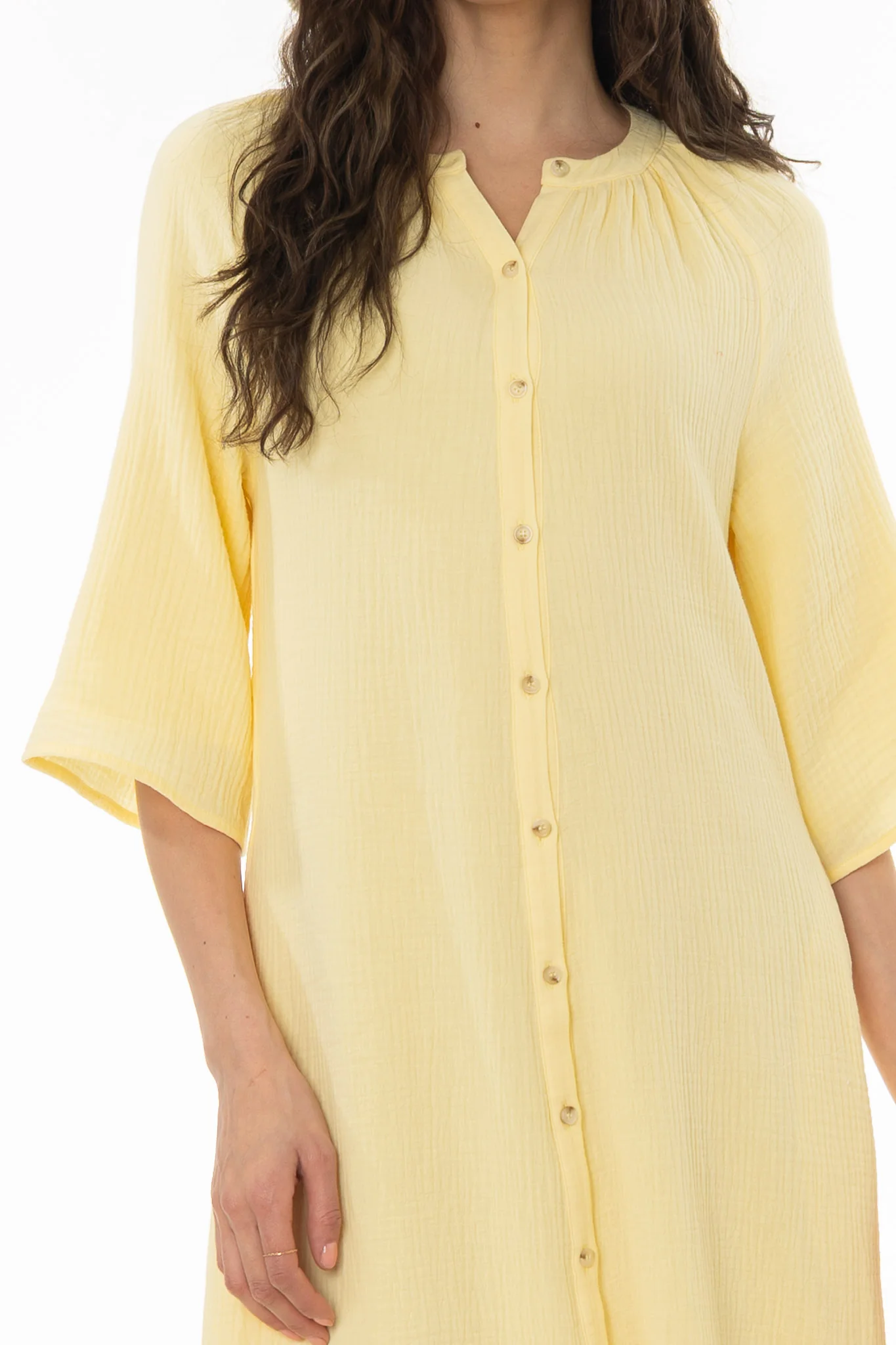 Yellow Gauze Flare Sleeve Maxi Dress - Image 2