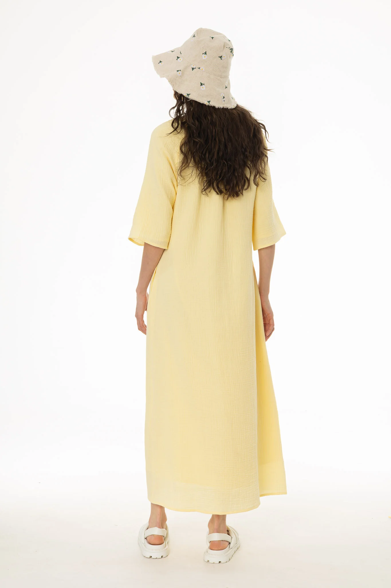 Yellow Gauze Flare Sleeve Maxi Dress - Image 4