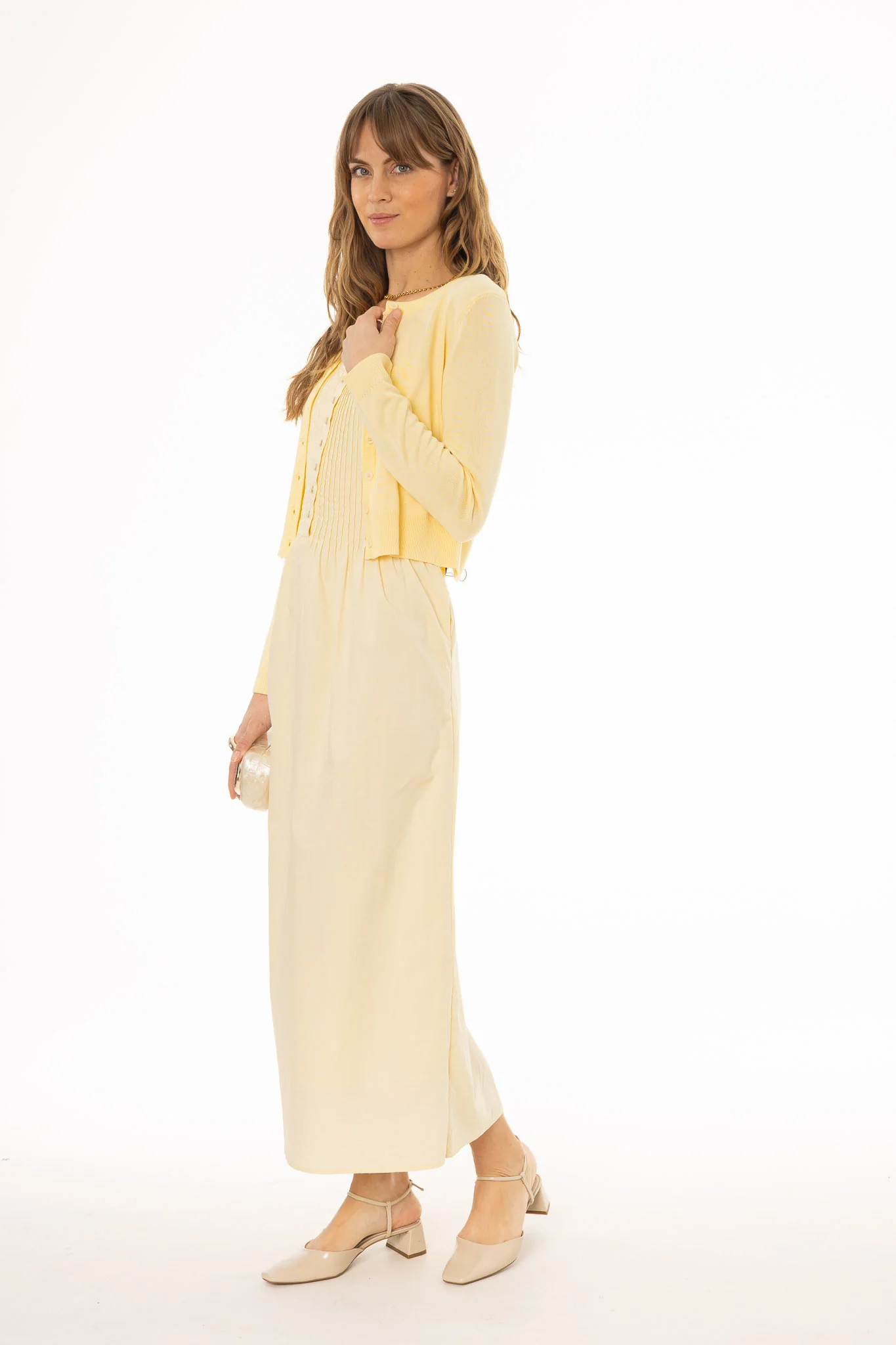 Yellow Pintuck Cotton Maxi Jumper - Image 2