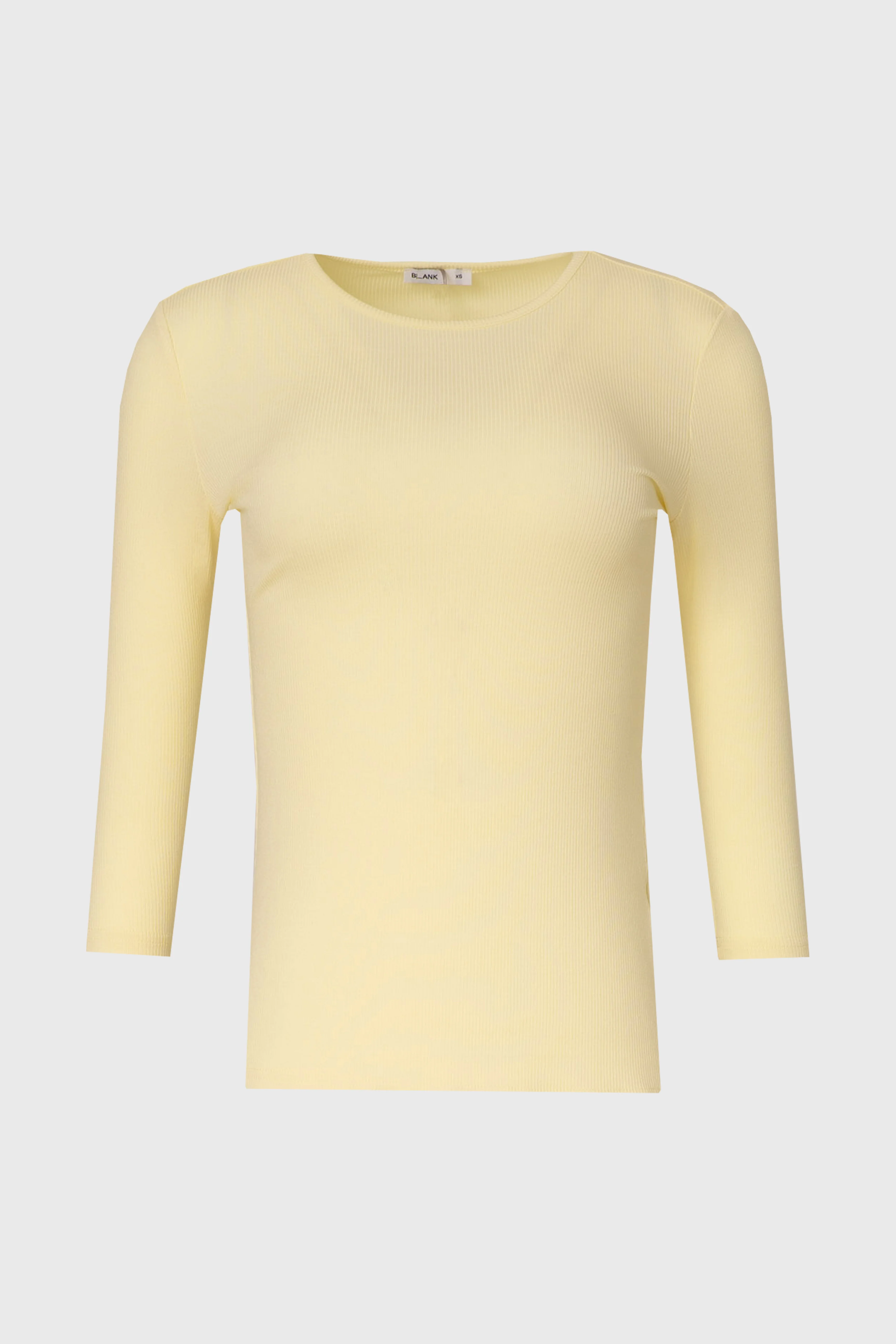 Yellow Ribbed Round Neck 3/4 Sleeve T-Shirt - Image 6
