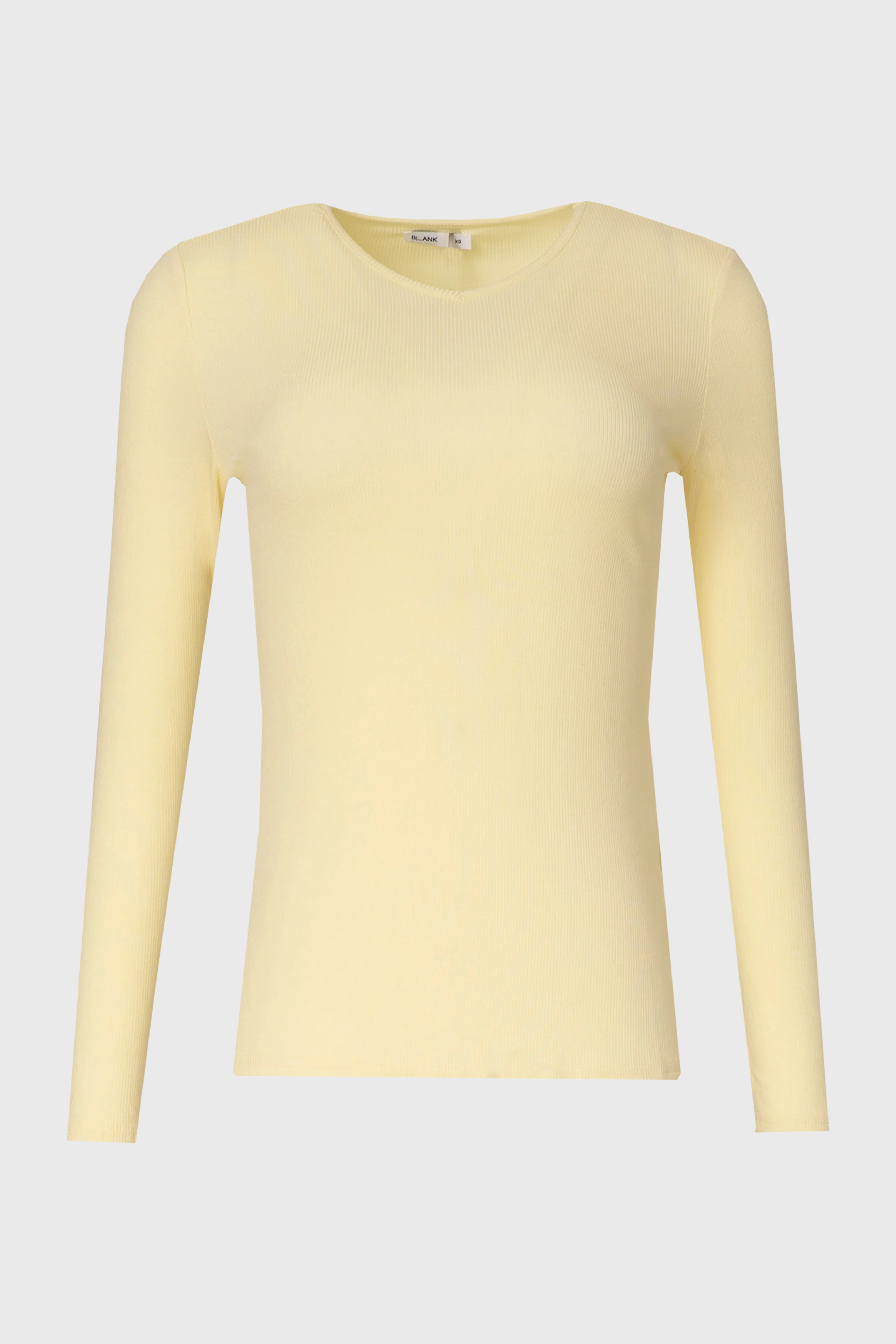 Yellow Ribbed V-Neck Long Sleeve T-Shirt - Image 6