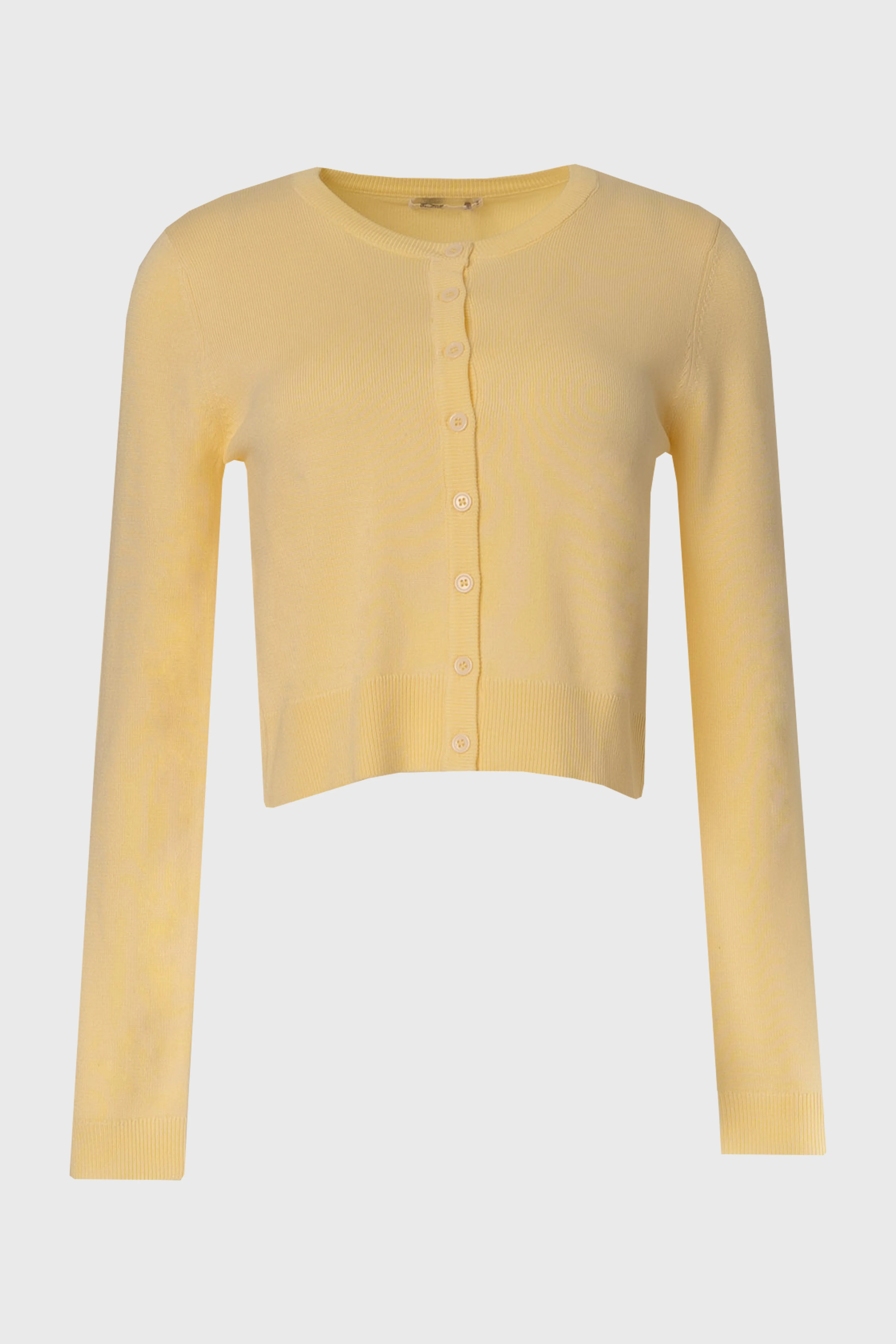 Yellow Round Neck Knit Cardigan - Image 6