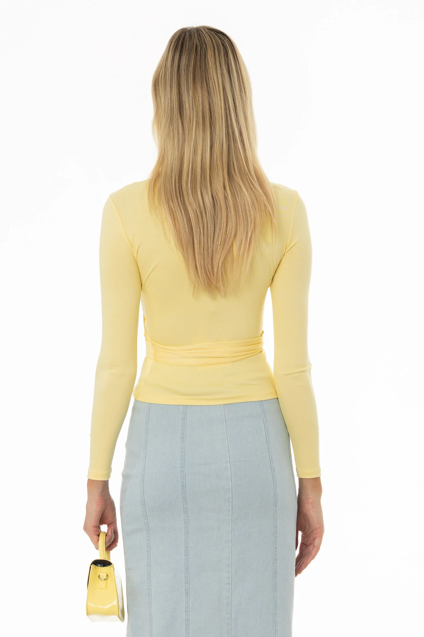Yellow Solid Wrap T-Shirt - Image 4