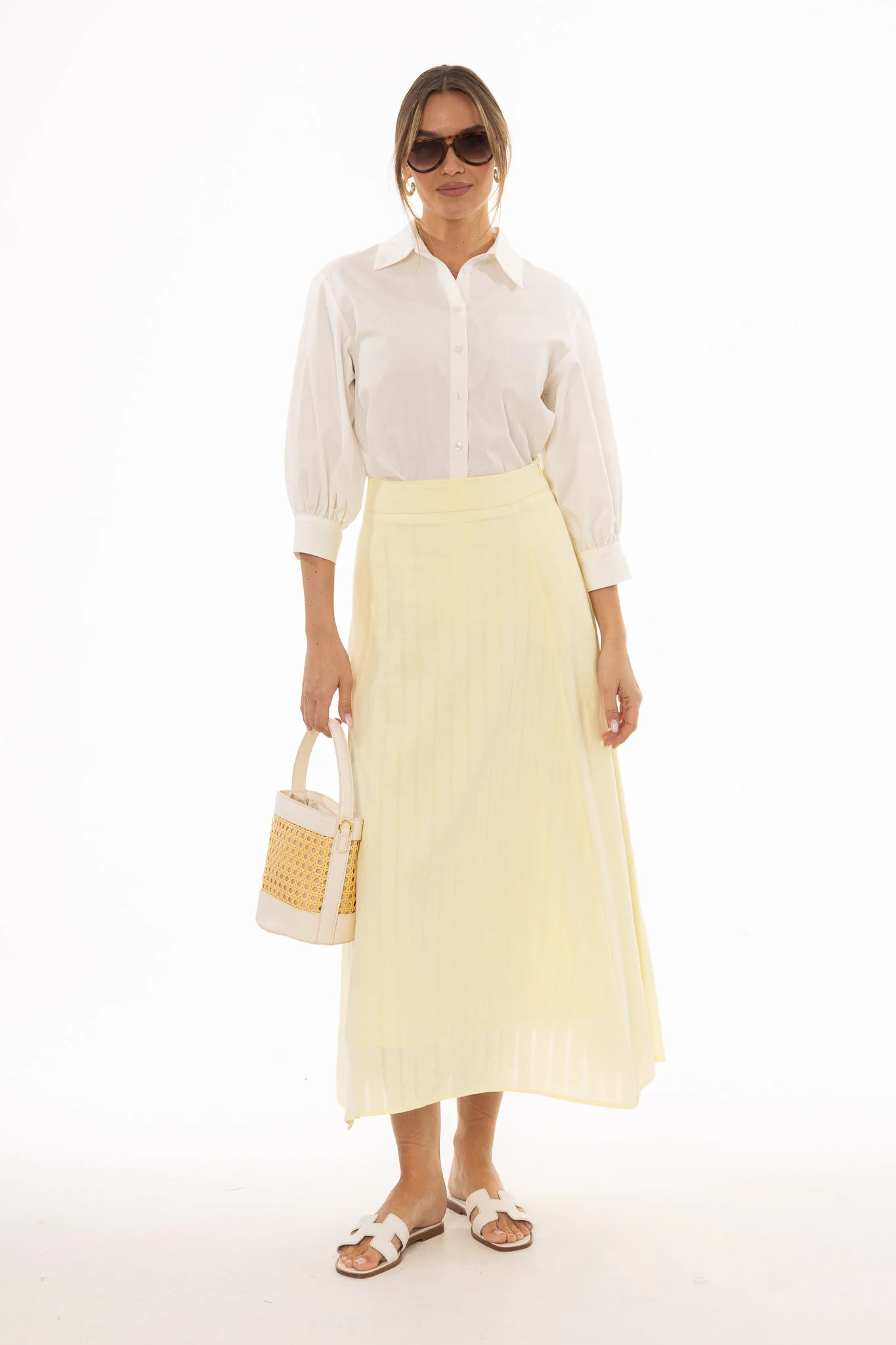 Yellow Striped Maxi Skirt